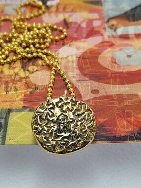 Necklace with vintage Todd Oldham Buttons 90s 24K Gold